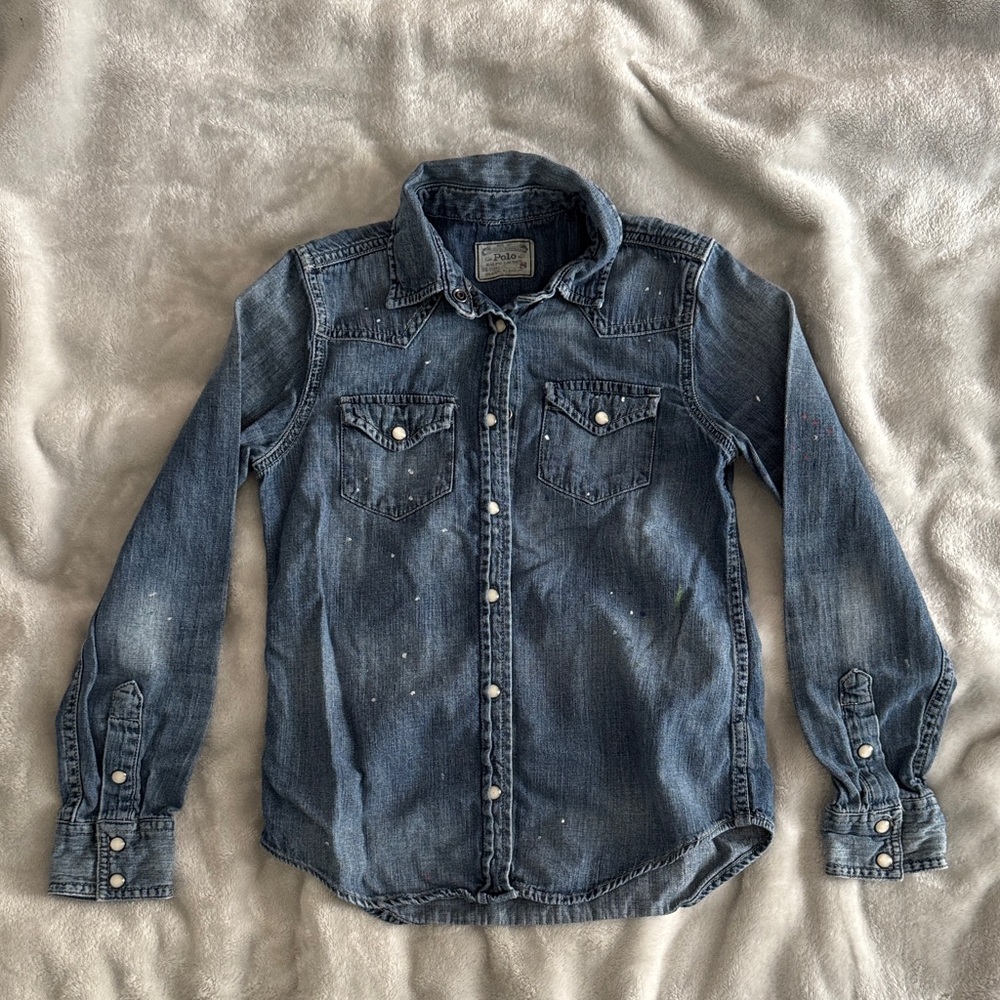 Polo by Ralph Lauren Kids Denim Button-Down Shirt in Faded Blue